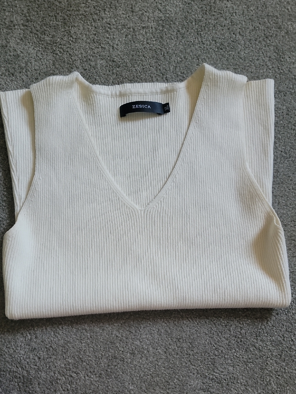 Bershka Cream Ribbed V-Neck Women's Sweater